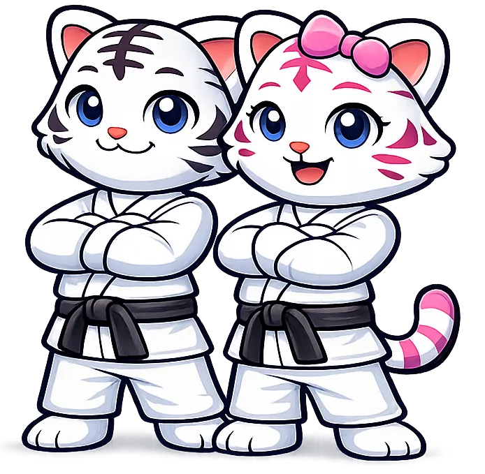 Personajes oficiales con uniforme de Taekwondo